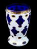 ANTIQUE BOHEMIAN BIEDERMEIER CUT BLUE GLASS BEAKER PIC-0