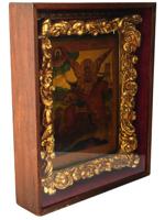 ANTIQUE 19TH C RUSSIAN ICON OF ARCHANGEL MICHAEL