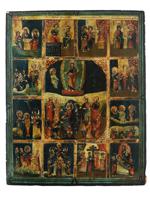 ANTIQUE RUSSIAN ICON OF THE GREAT ORTHODOX FEASTS