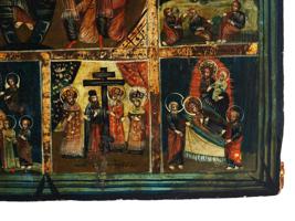 ANTIQUE RUSSIAN ICON OF THE GREAT ORTHODOX FEASTS