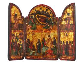 ANTIQUE RUSSIAN CHRIST HAND PAINTED ICON SKLADEN