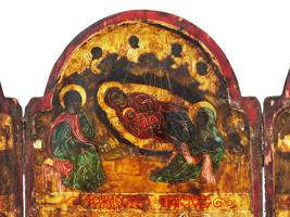 ANTIQUE RUSSIAN CHRIST HAND PAINTED ICON SKLADEN