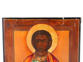 ANTIQUE 19TH C RUSSIAN ICON OF ST PANTELEIMON