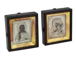 ANTIQUE RUSSIAN ICONS SILVER 84 WEDDING PAIRS KIOTS