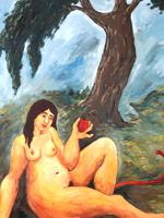 LATIN AMERICAN FEMALE NUDE OIL PAINTING SIGNED