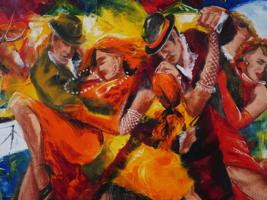 MARINA ANTONOVA TANGO DANCERS MODERN OIL PAINTING