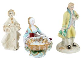 VINTAGE HAND PAINTED GILT PORCELAIN FIGURINES