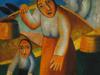 PAINTING AFTER KAZIMIR MALEVICH PEASANT WOMAN BUCKETS PIC-1