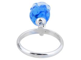 VINTAGE LALIQUE STERLING SILVER RING BLUE GLASS MUGUET