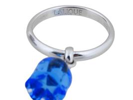 VINTAGE LALIQUE STERLING SILVER RING BLUE GLASS MUGUET