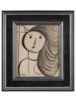 SIGNED FERNAND LEGER CHARCOAL ON PAPER PAINTING