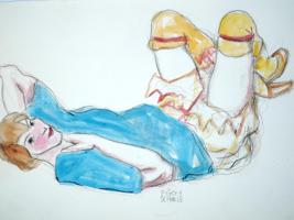 VINTAGE MIXED MEDIA DRAWINGS SIGNED AFTER SCHIELE