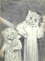 ENGLISH PENCIL DRAWINGS OF CATS BY LOUIS WAIN