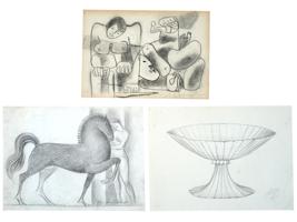 VINTAGE GRAPHITE AND CHARCOAL DRAWINGS SIGNED