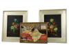 STILL LIFE OIL PAINTING BY VIRO RUGGERI AND TAPESTRY PIC-0