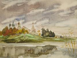 LATINTSEV RUSSIAN WATERCOLOR PAINTING ICON LITHOGRAPH