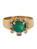 VINTAGE 14K GOLD RING W EMERALD AND DIAMONDS PIC-1