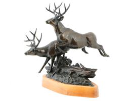 LTD DEER PATINATED BRONZE SCULPTURE BY CURTIS ZOBEL