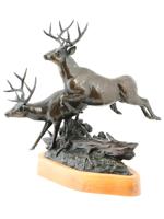 LTD DEER PATINATED BRONZE SCULPTURE BY CURTIS ZOBEL