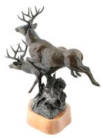 LTD DEER PATINATED BRONZE SCULPTURE BY CURTIS ZOBEL