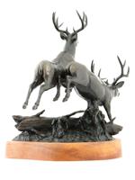 LTD DEER PATINATED BRONZE SCULPTURE BY CURTIS ZOBEL