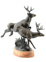 LTD DEER PATINATED BRONZE SCULPTURE BY CURTIS ZOBEL