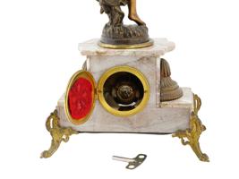 ANTIQUE FRENCH HORDEZ BRASS AND MARBLE MANTLE CLOCK