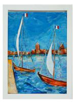 FRENCH SEASCAPE ACRYLIC PAINTING BY PAUL AIZPIRI