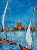 FRENCH SEASCAPE ACRYLIC PAINTING BY PAUL AIZPIRI