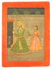 MINI ANTIQUE INDIAN PAHARI SCHOOL MIXED MEDIA PAINTING PIC-0