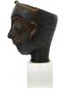 PRE COLUMBIAN BRONZE HEAD WITH WIDE OPEN EYES ON STAND PIC-3