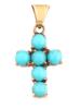 VINTAGE GOLD CROSS PENDANT WITH SIX TURQUOISE STONES PIC-0