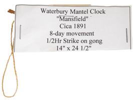 ANTIQUE WATERBURY MANSFIELD 8 DAY MANTEL CLOCK