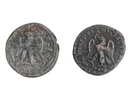 TWO ANCIENT ROMAN TETRADRACHM SILVER COINS 100 TO 300AD