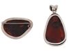 TWO BALTIC AMBER STERLING SILVER BROOCH AND PENDANT PIC-1