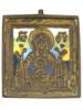 ANTIQUE RUSSIAN BRONZE ENAMEL ICON OUR LADY OF THE SIGN PIC-0