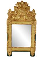 ANTIQUE FRENCH CARVED PAINTED GILT WOOD MIRROR
