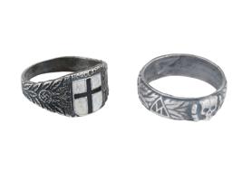 TWO WWII NAZI GERMAN WAFFEN SS SILVER RINGS