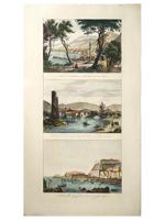 ANTIQUE ITALIAN LANDSCAPE HAND COLORED ENGRAVING