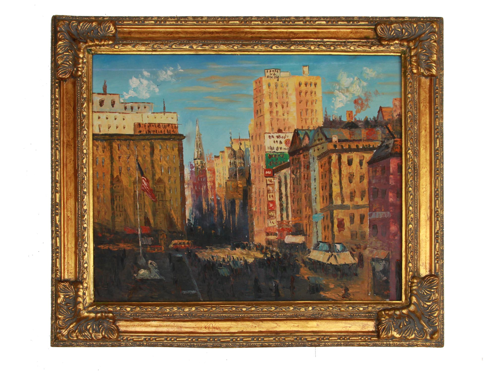 AFTER COLIN CAMPBELL COOPER OIL PAINTING NEW YORK PIC-0