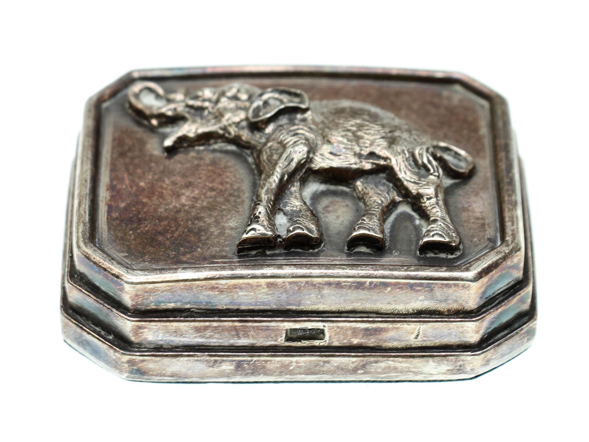 A VINTAGE SILVER PAPERWEIGHT WITH ELEPHANT PIC-0