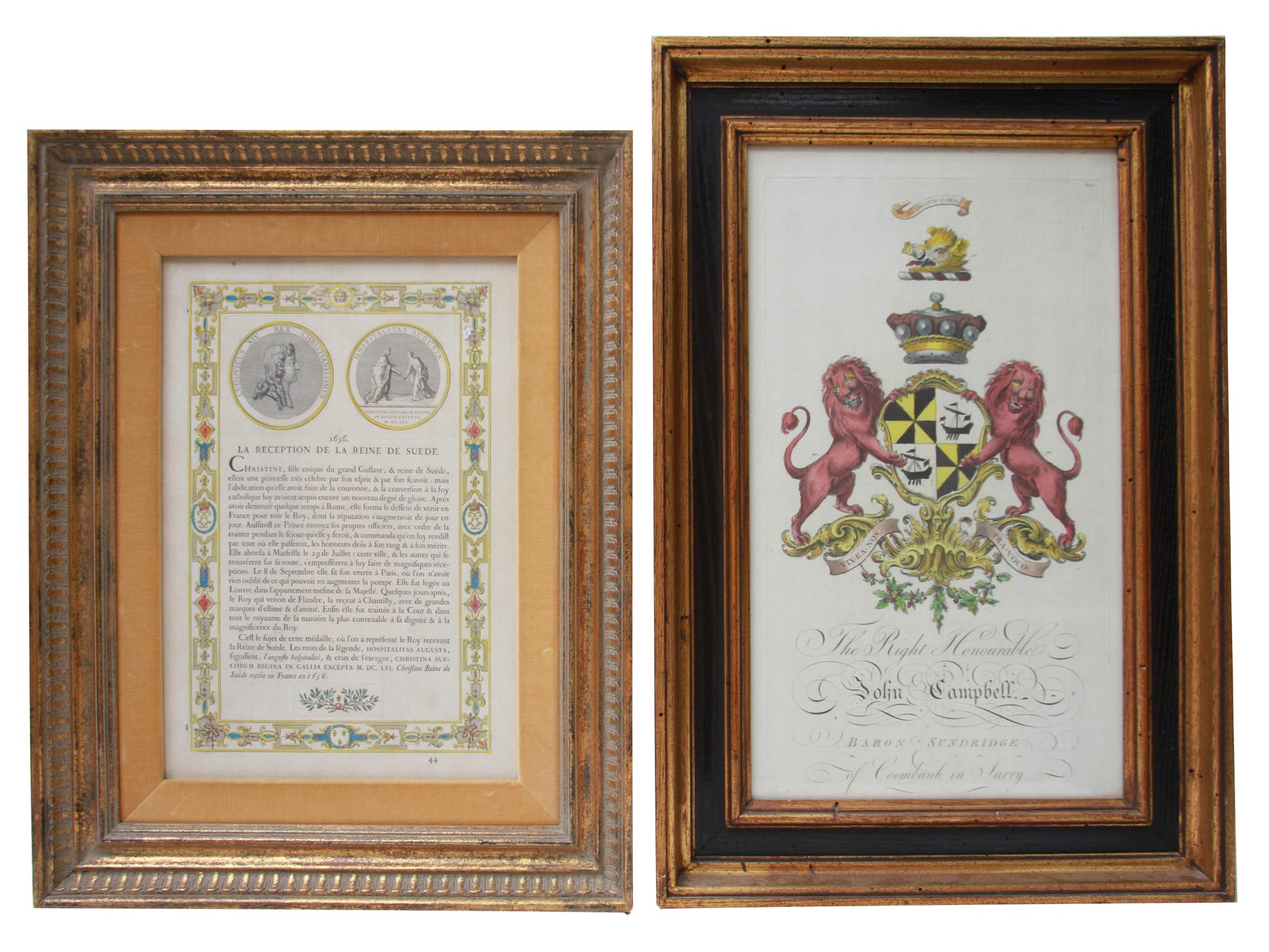 TWO FRAMED ANTIQUE ETCHINGS PIC-0