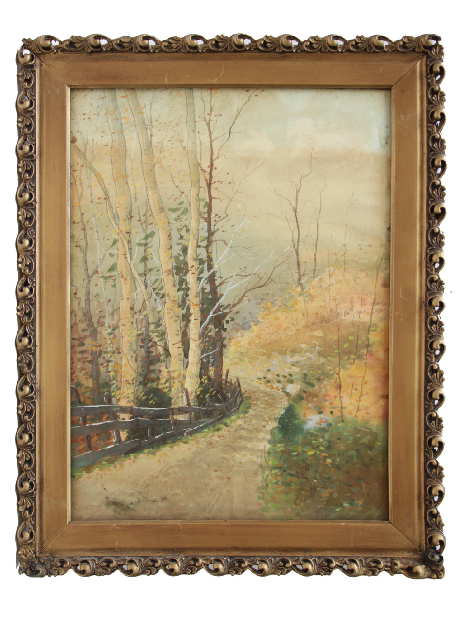 20TH CENTURY WATERCOLOR LANDSCAPE PAINTING FRAMED PIC-0