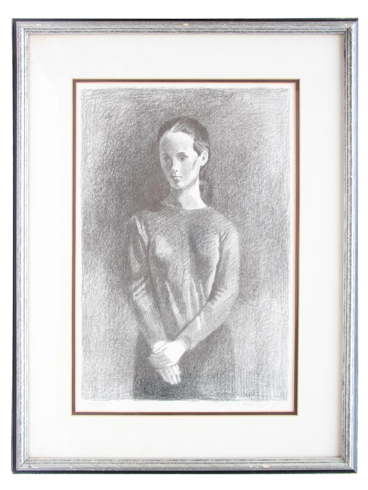 AMERICAN ETCHING GIRL PORTRAIT BY RAPHAEL SOYER PIC-0