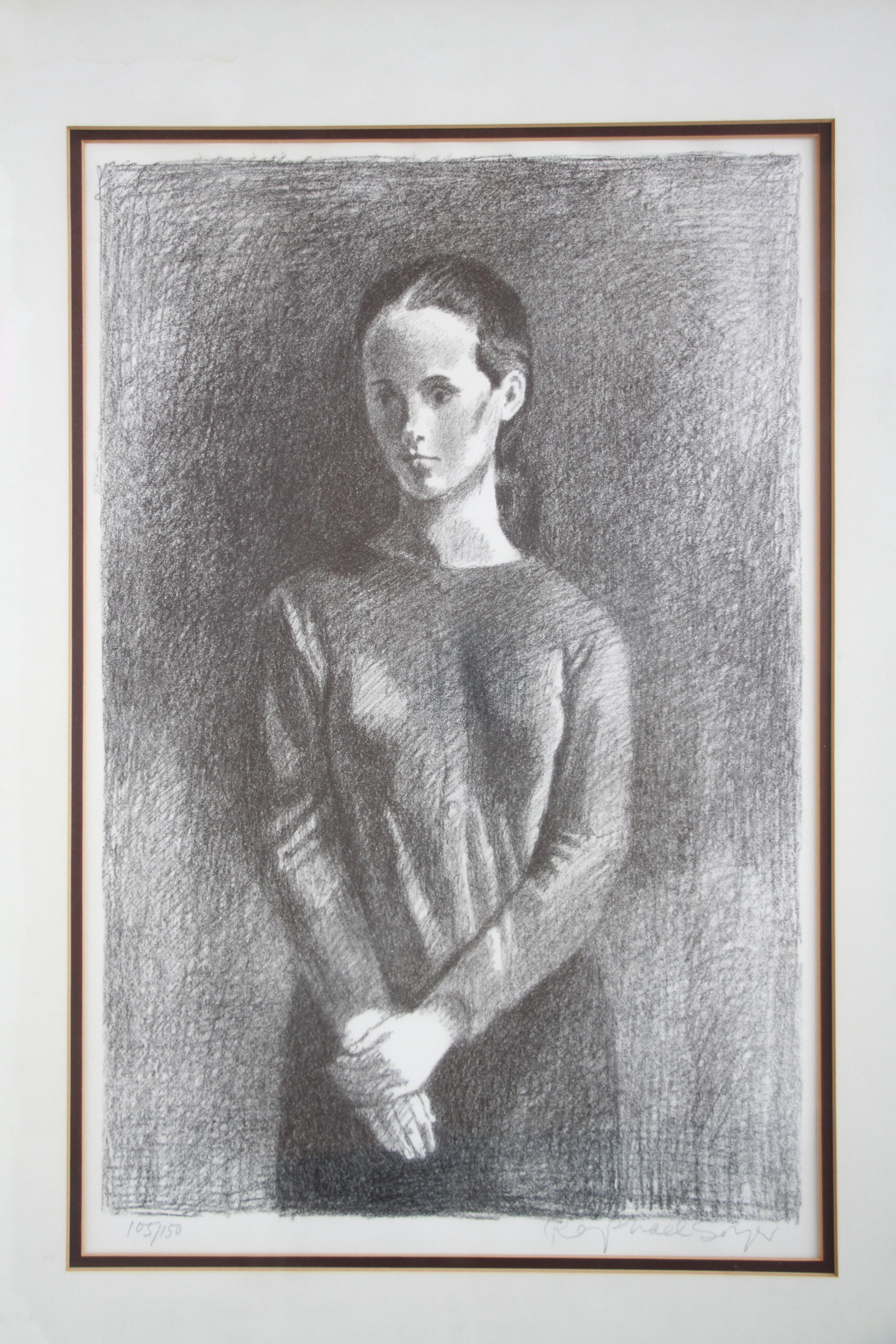 AMERICAN ETCHING GIRL PORTRAIT BY RAPHAEL SOYER PIC-1