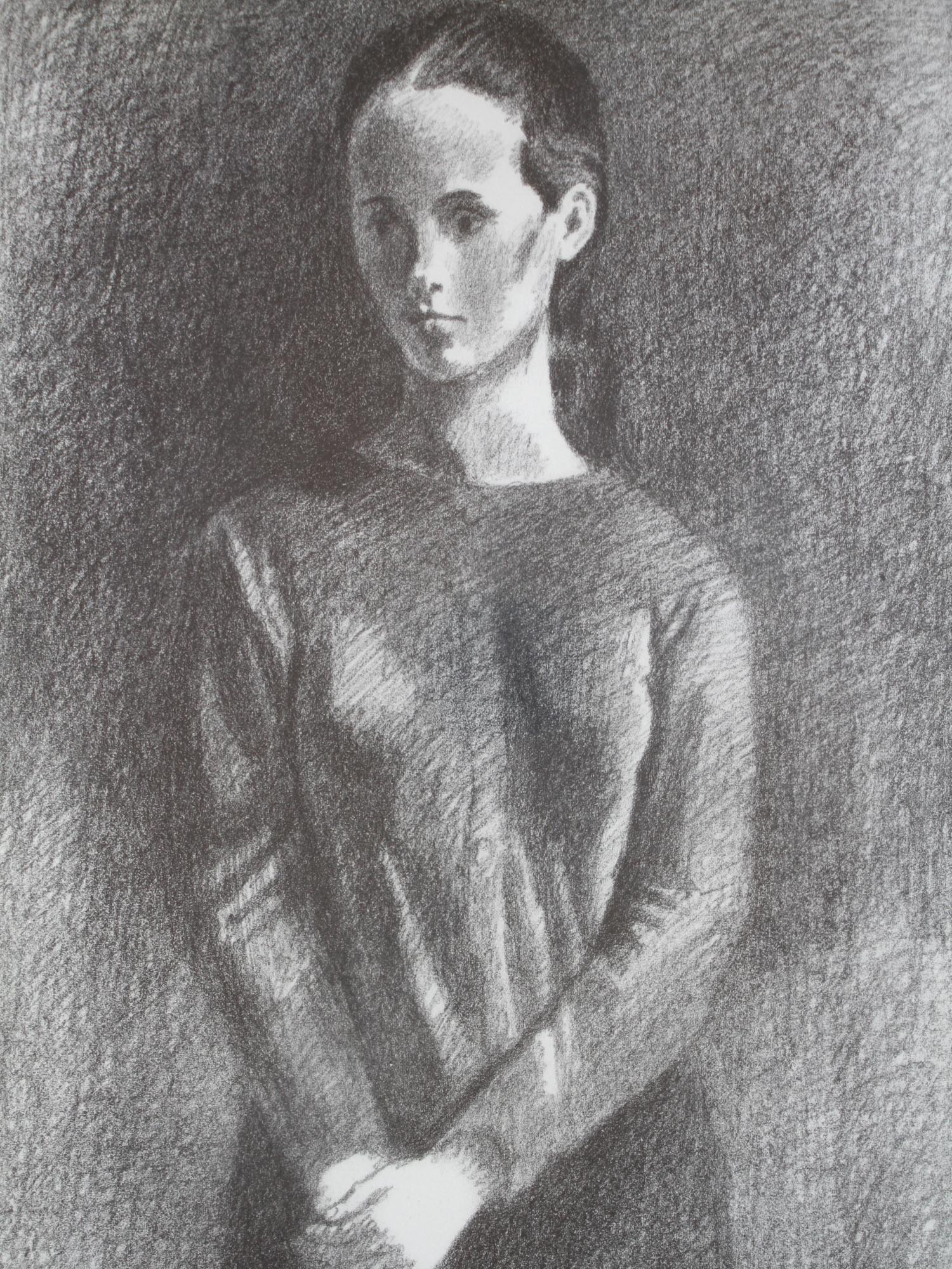 AMERICAN ETCHING GIRL PORTRAIT BY RAPHAEL SOYER PIC-2