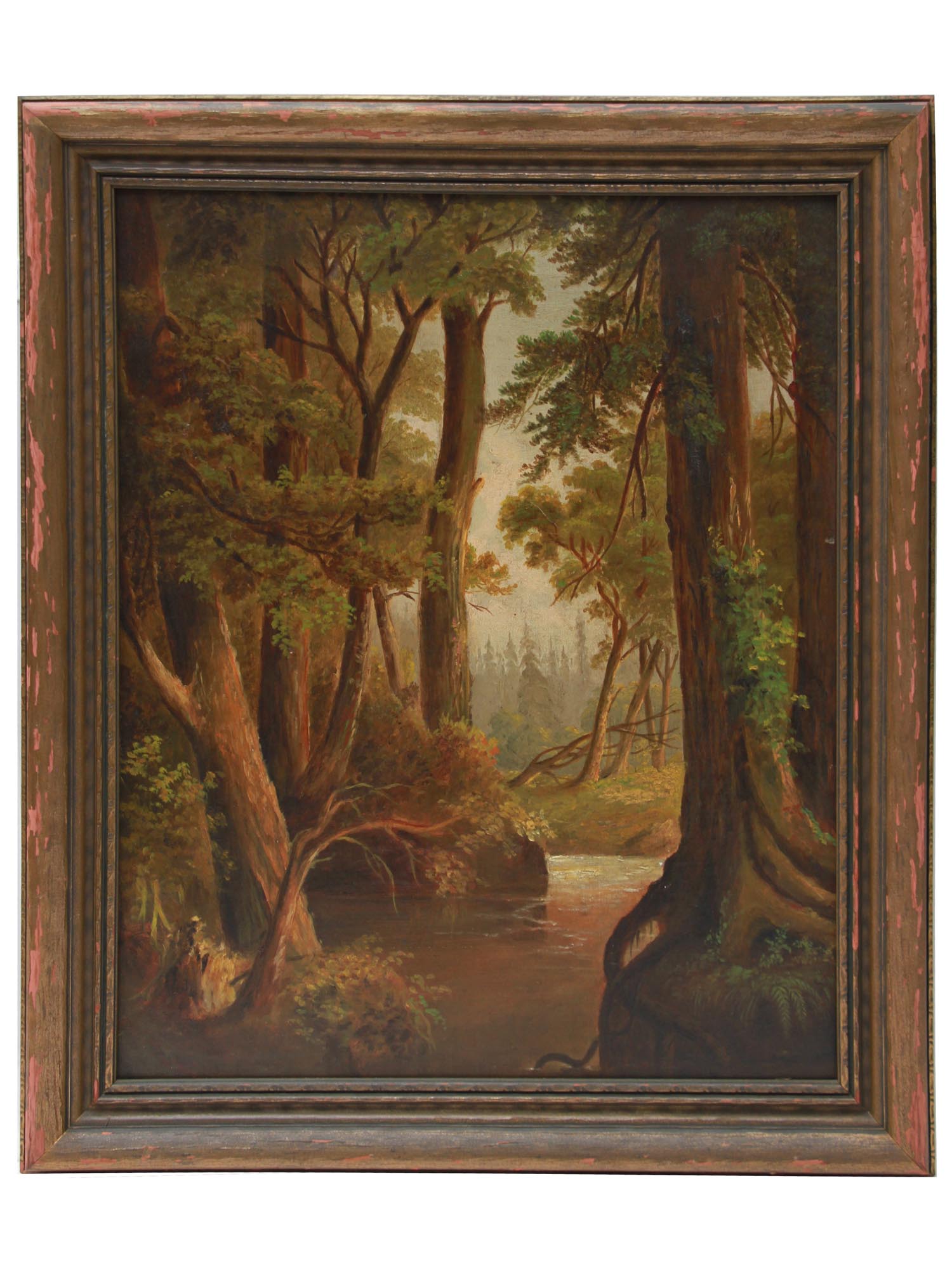 A VINTAGE OIL LANDSCAPE PAINTING FRAMED