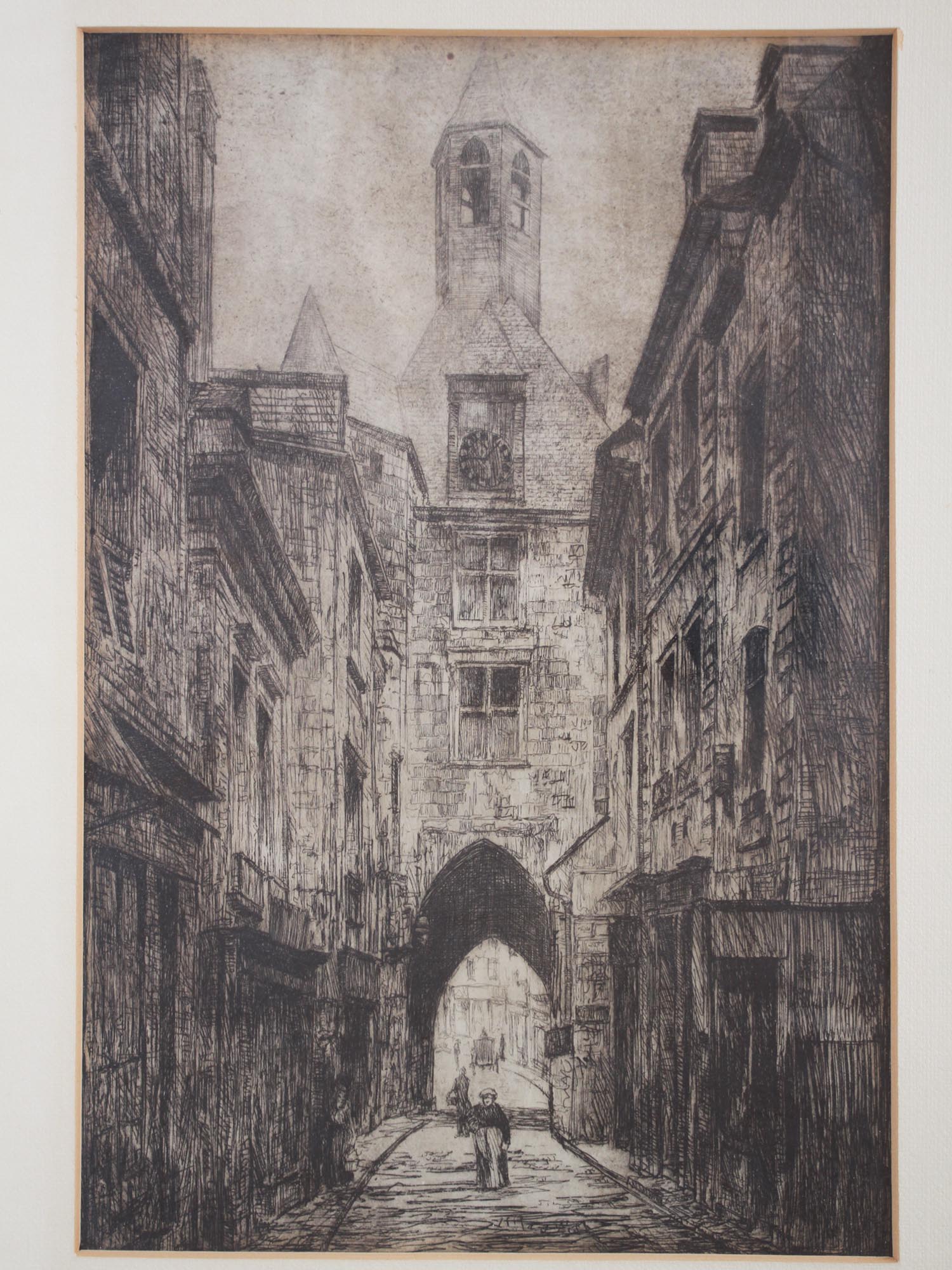 AN ETCHING OF A STREET BY EDGAR YAEGER PIC-1