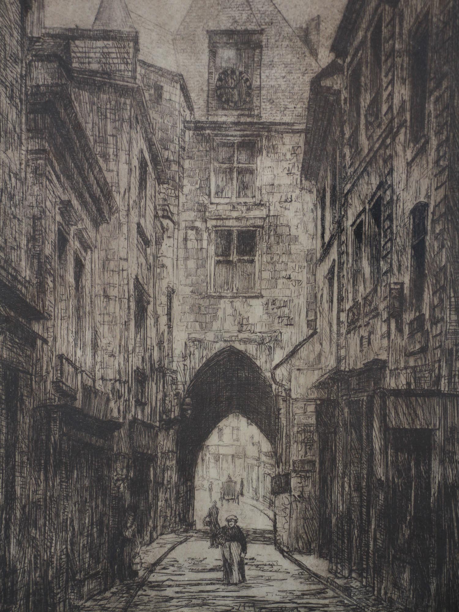 AN ETCHING OF A STREET BY EDGAR YAEGER PIC-2