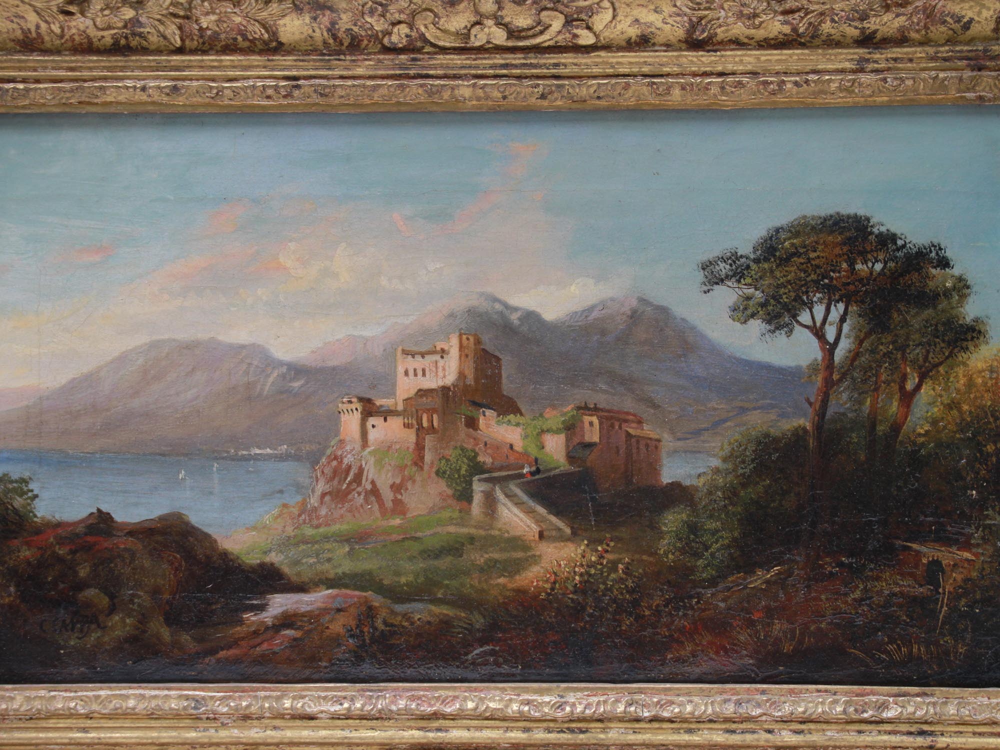 A CLASSICAL 19TH CENTURY OIL PAINTING SINGED PIC-2